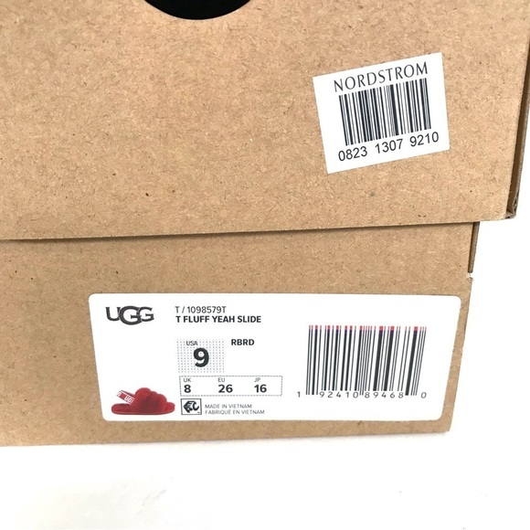 Ugg Red Fluff Yeah Slides Sandals Size 9 - Picture 2 of 14
